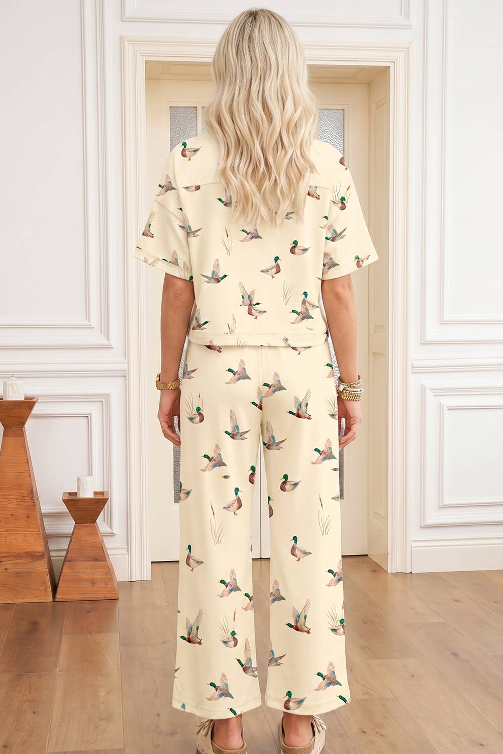 Mallard Print Cropped Tee Drawstring short set