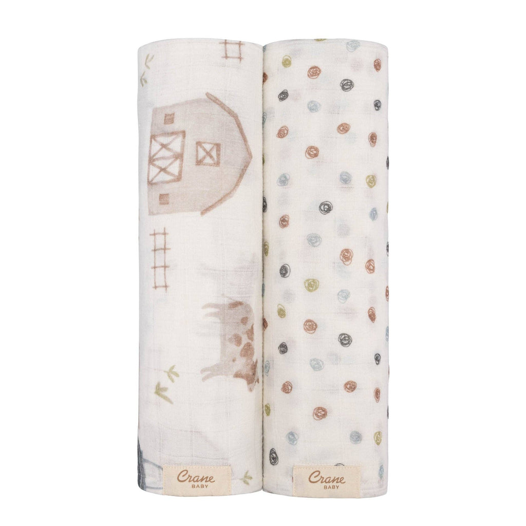 Farmhouse Tractor/Dot Swaddle Set