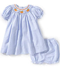 Pumpkin Short Sleeve Smocked Dress