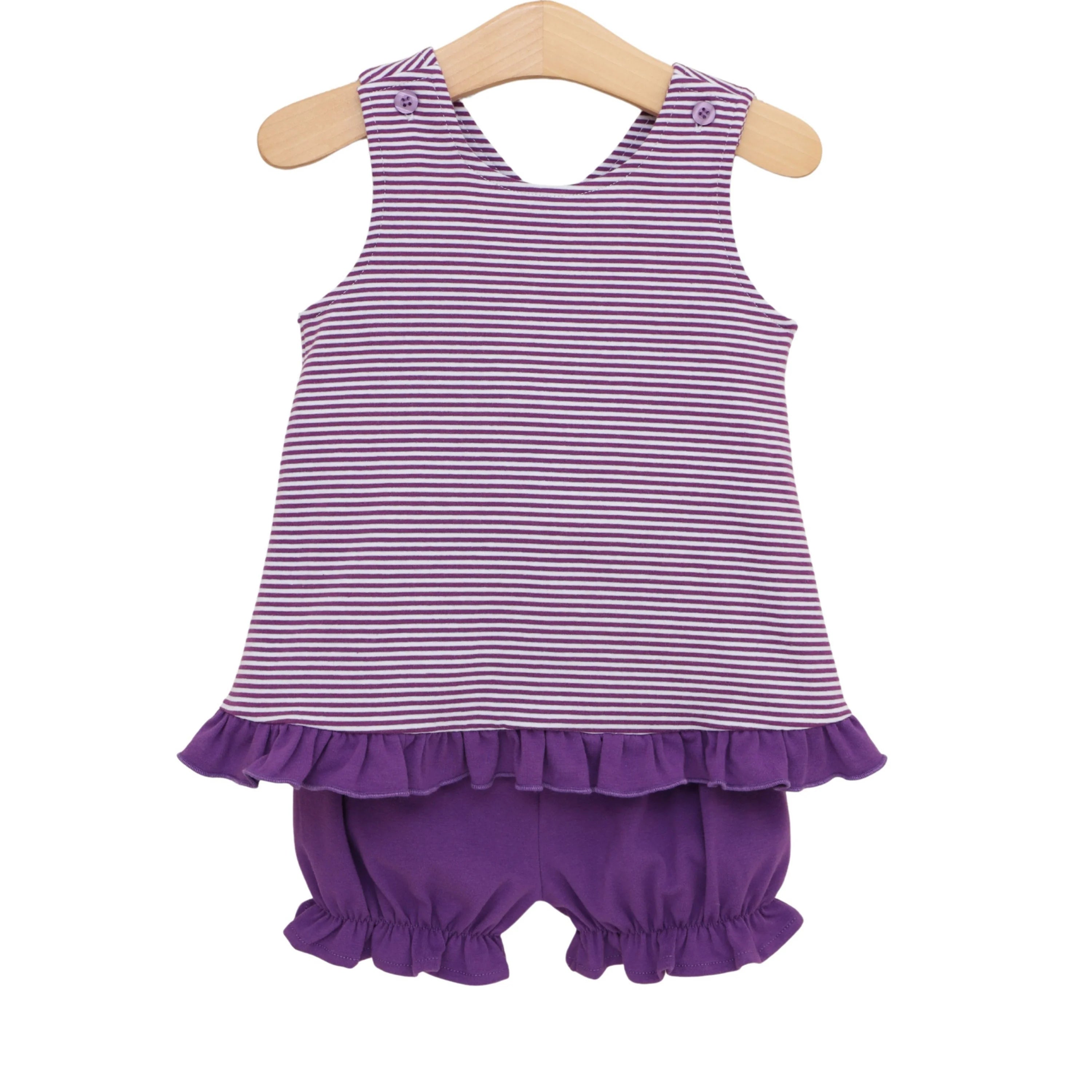 Swing Back Bloomer Set- purple stripe