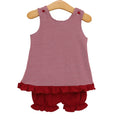 Swing Back Bloomer Set - crimson stripe