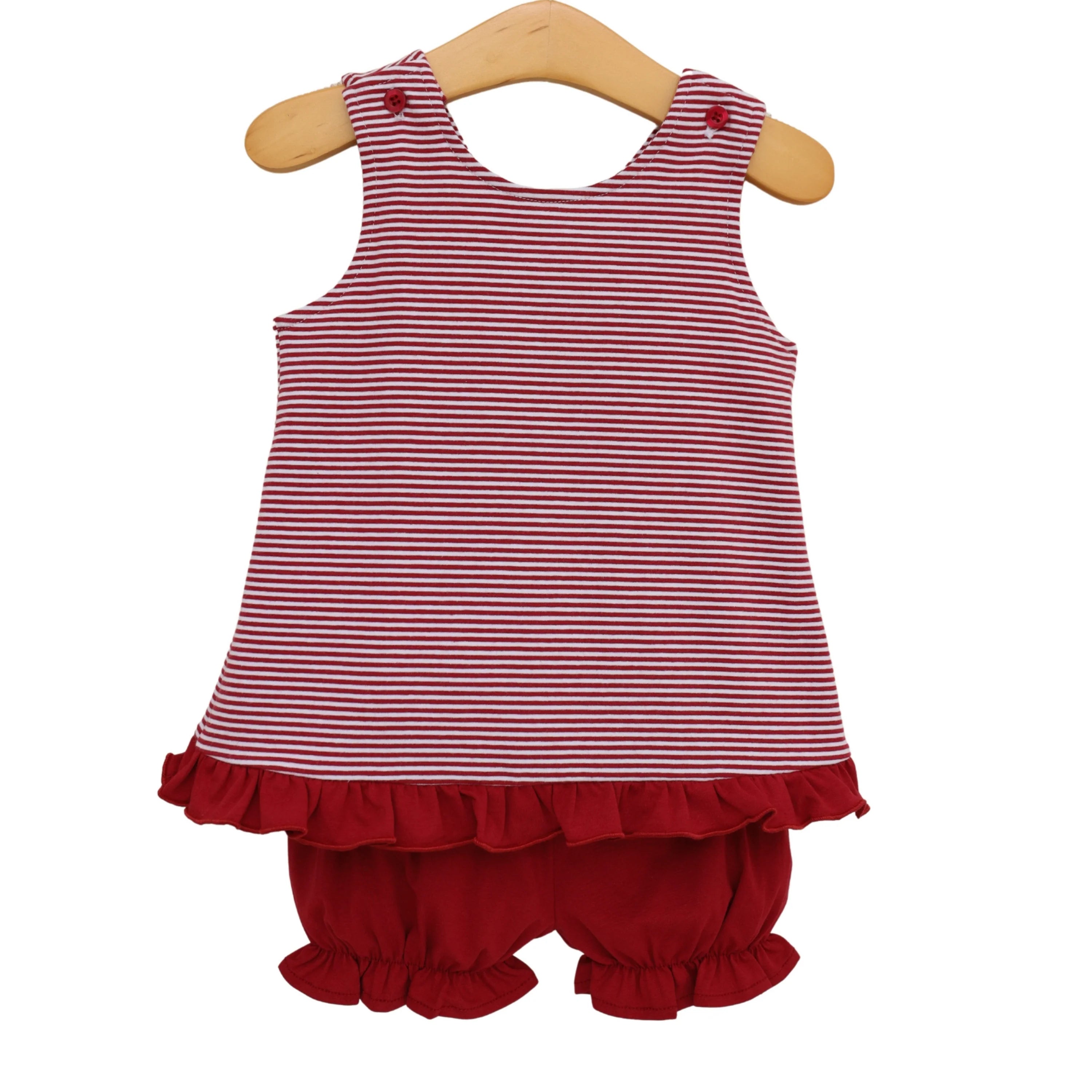 Swing Back Bloomer Set - crimson stripe