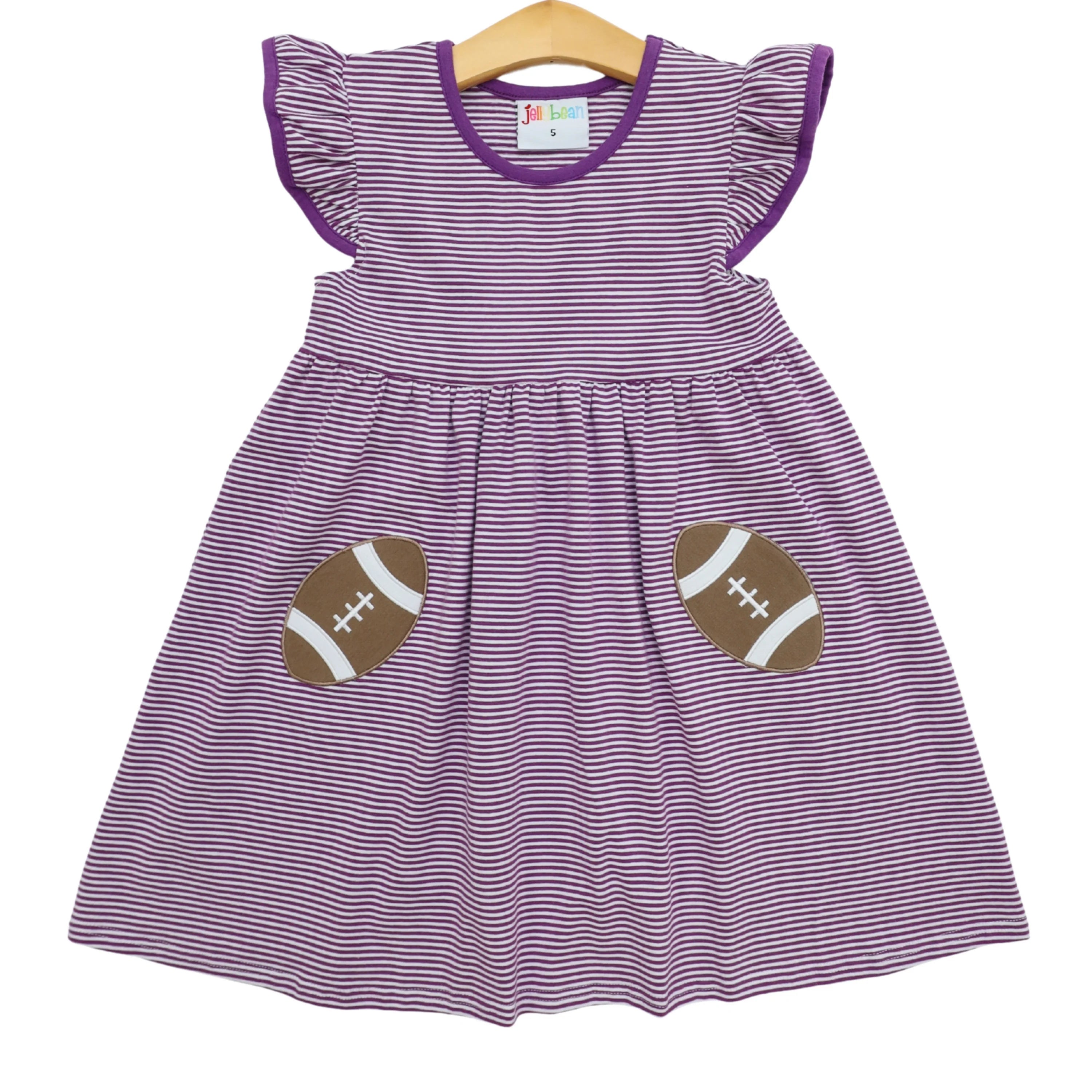 Football Pocket Dress- purple stripe