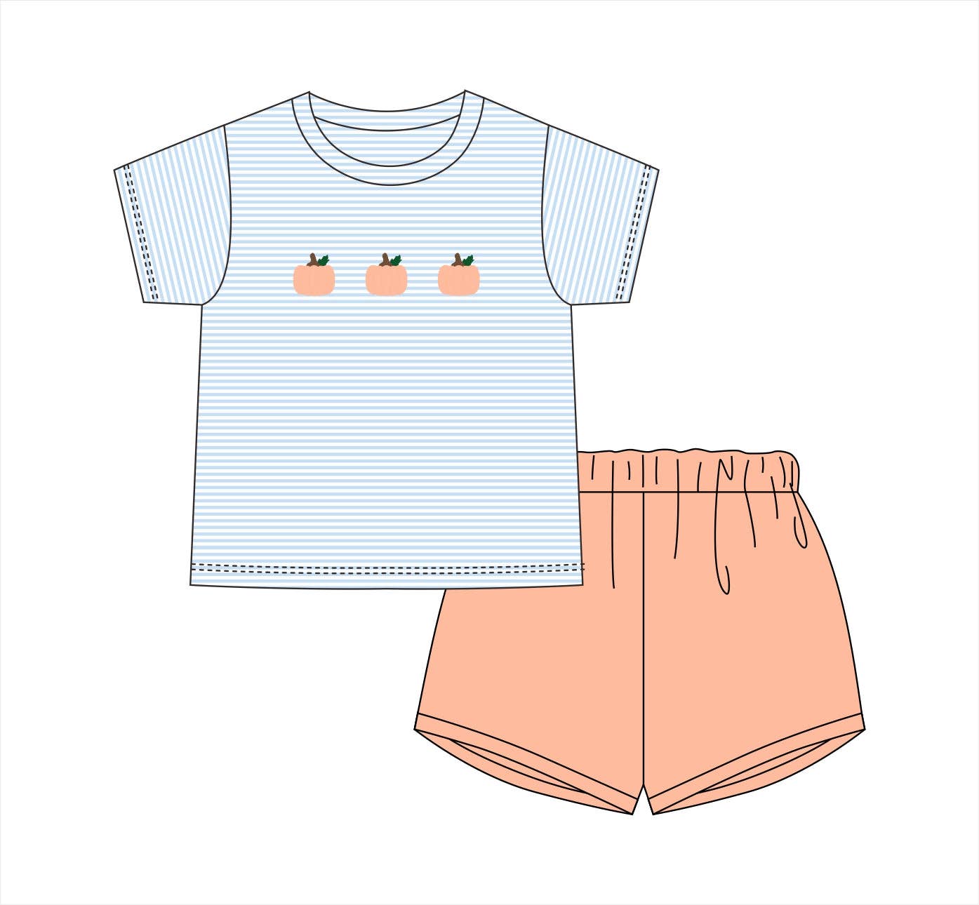 Loop Stitch Pumpkins Boys Short Set