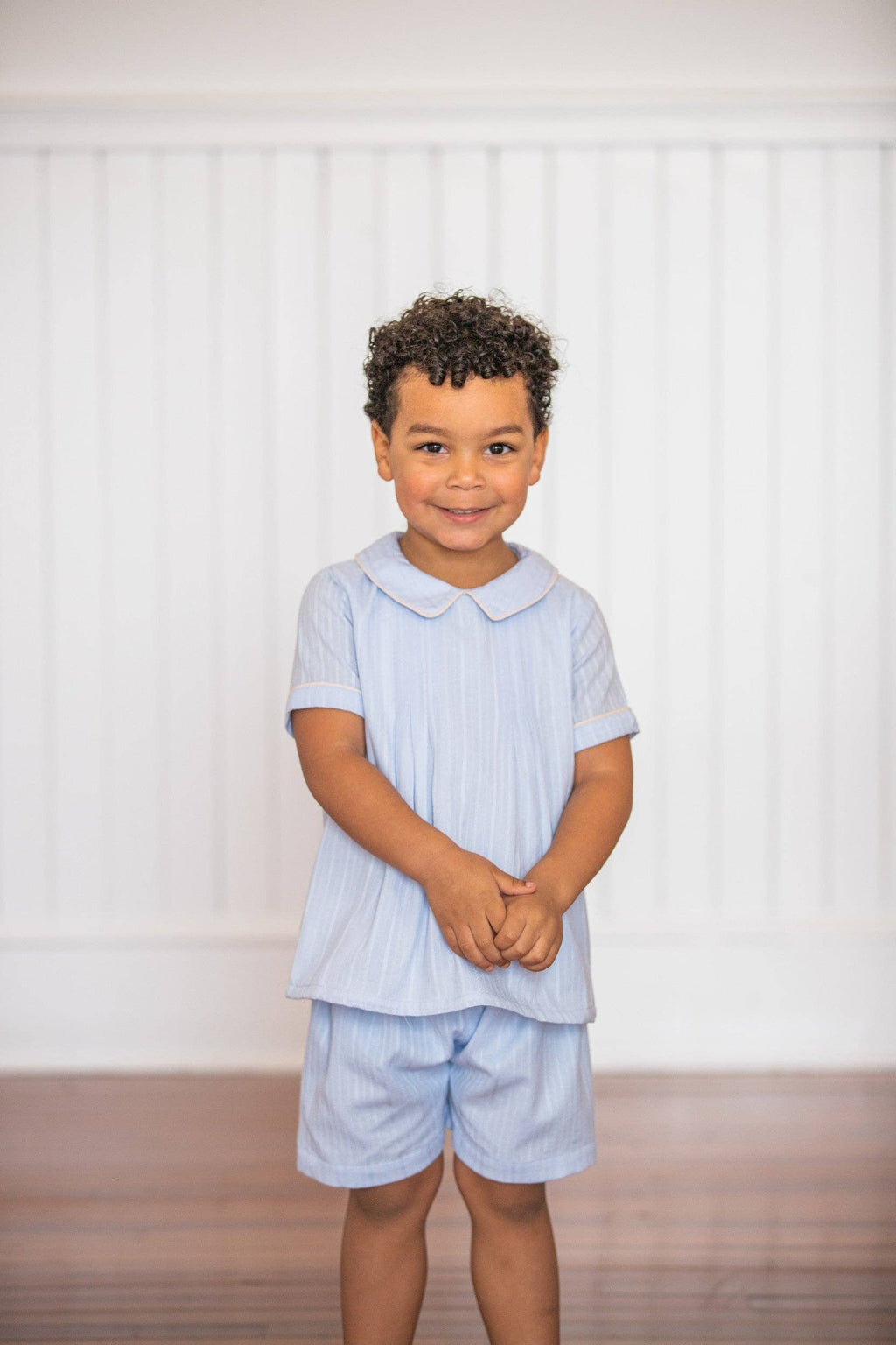 Linen Blue Boys Short Set