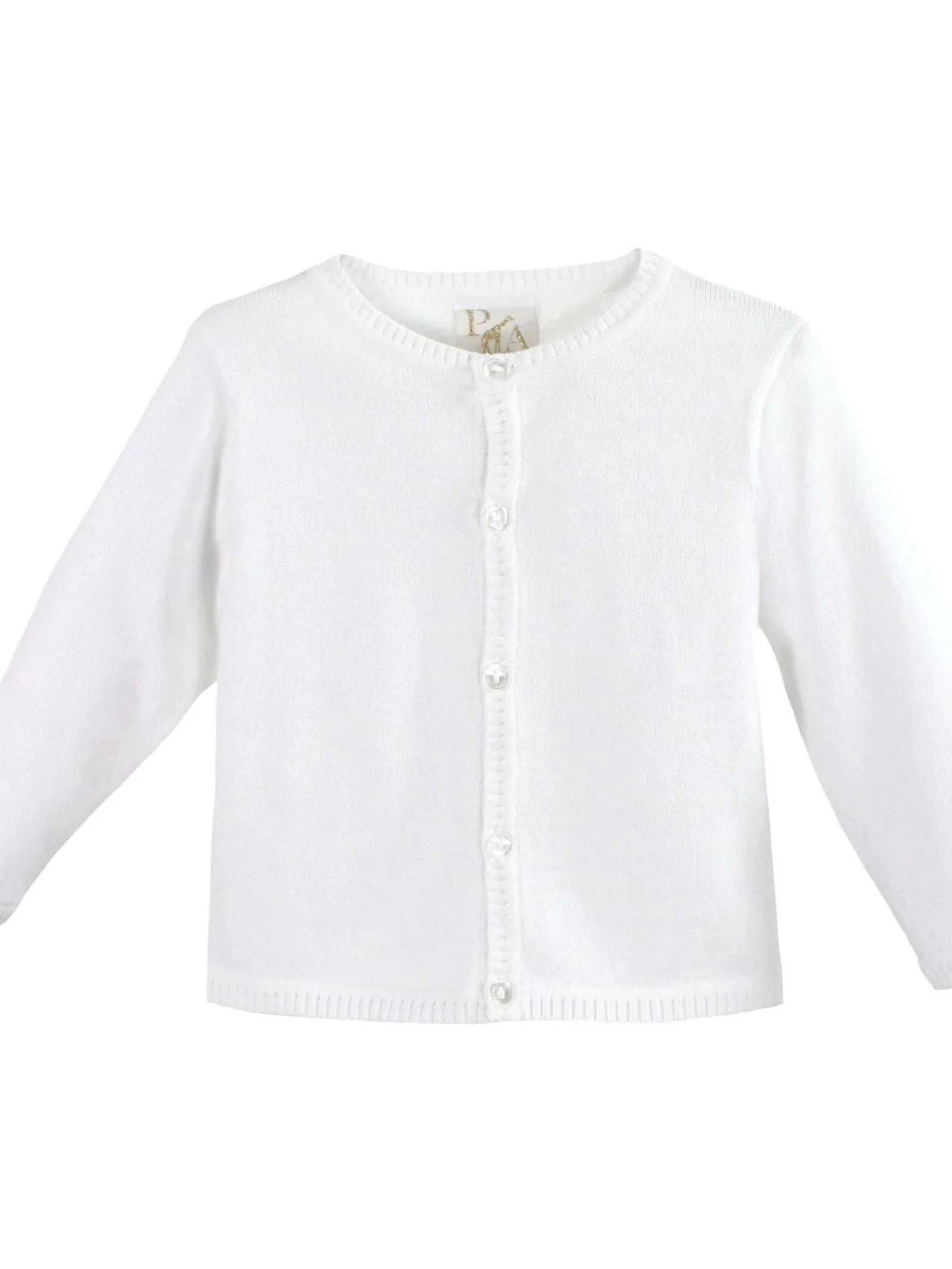 White Unisex Cardigan with Ladder Edges